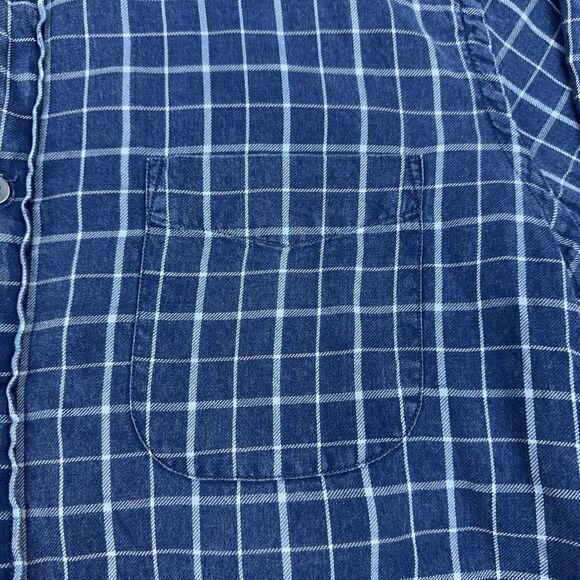 Faherty Shirt Mens Size Small Blue Plaid Long Sleeve Button Up Organic Cotton - Picture 5 of 10